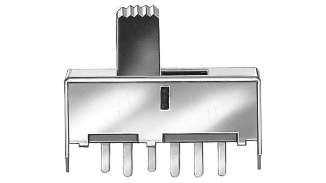 Interruptor de actuador deslizante DPST, On-On-On, 350 mA a 30 V dc, Montaje en Panel