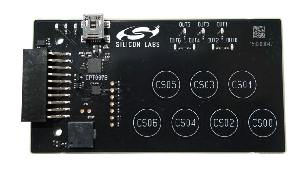 Silicon Labs 7-pad Capacitive Touch Evaluation Board for CPT007B
