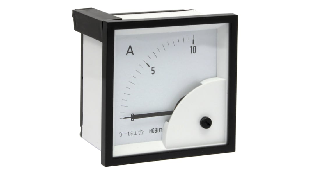 Amperímetro analógico de panel DC HOBUT, valor máx. 0/10A For Shunt 75mV, Clase 1,5, dim. 72mm x 72mm