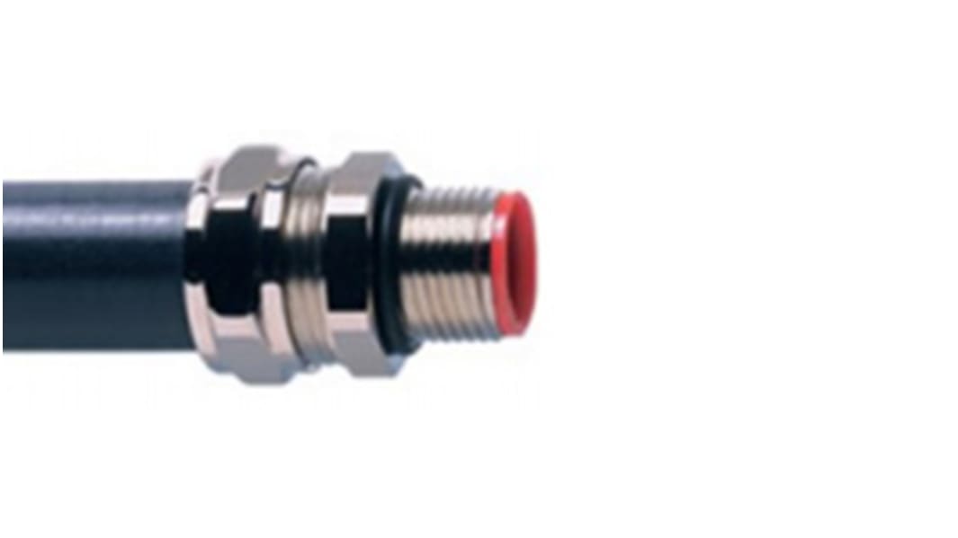 Adaptaflex Straight Connector, Conduit Fitting, 32mm Nominal Size, M32, Brass, Silver IP67 rating