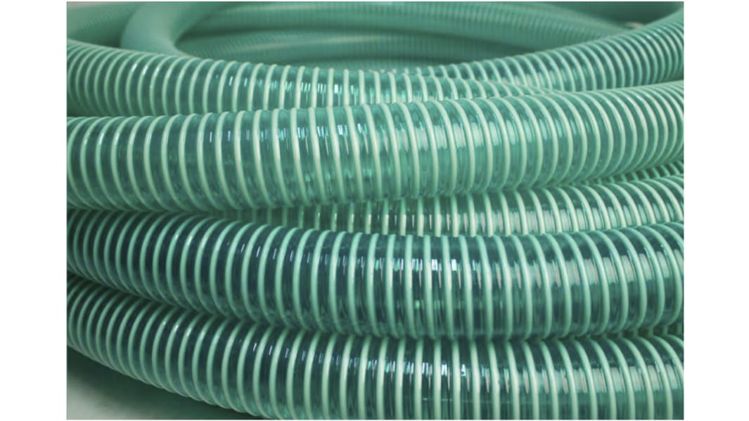 RS PRO PVC, Hose Pipe, 38mm ID, 45.4mm OD, Green, 30m