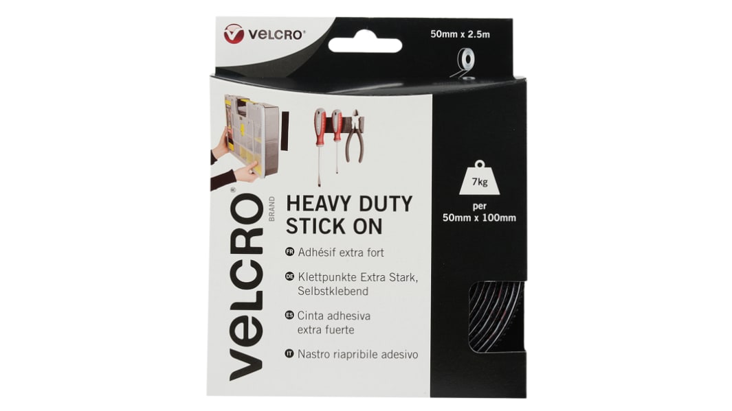 Velcro Heavy Duty Doppelseitig - Haken und Schlaufen Klettband, 50mm x 2.5m, Schwarz