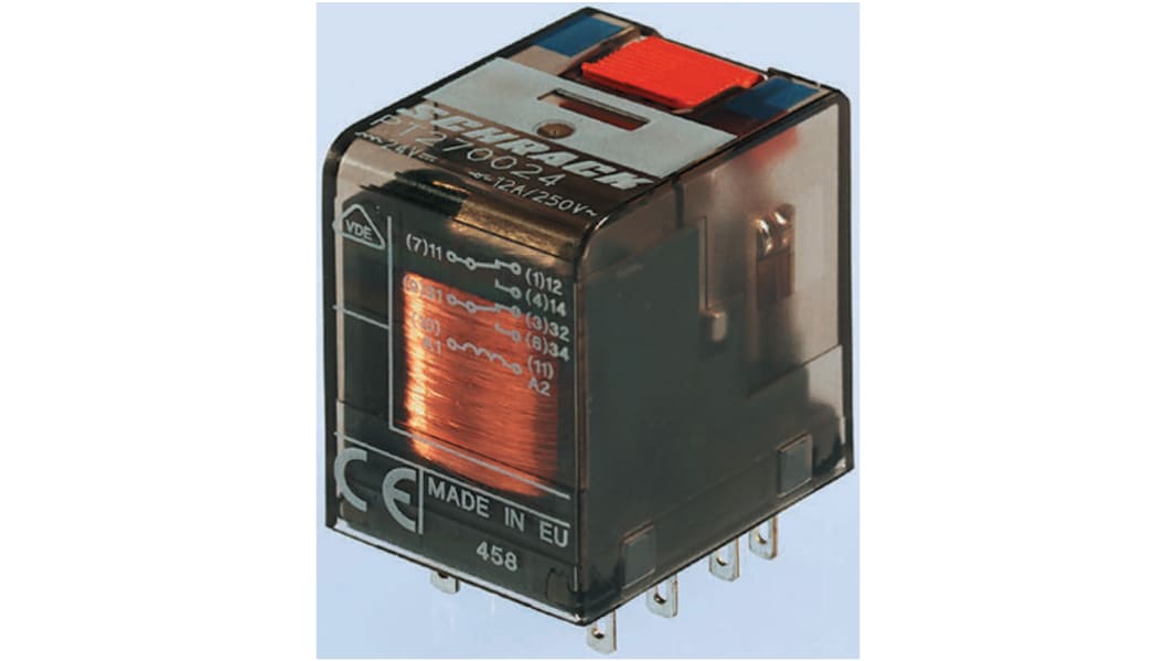 TE Connectivity PCB Mount Power Relay, 48V ac Coil, 6A Switching Current, 4PDT