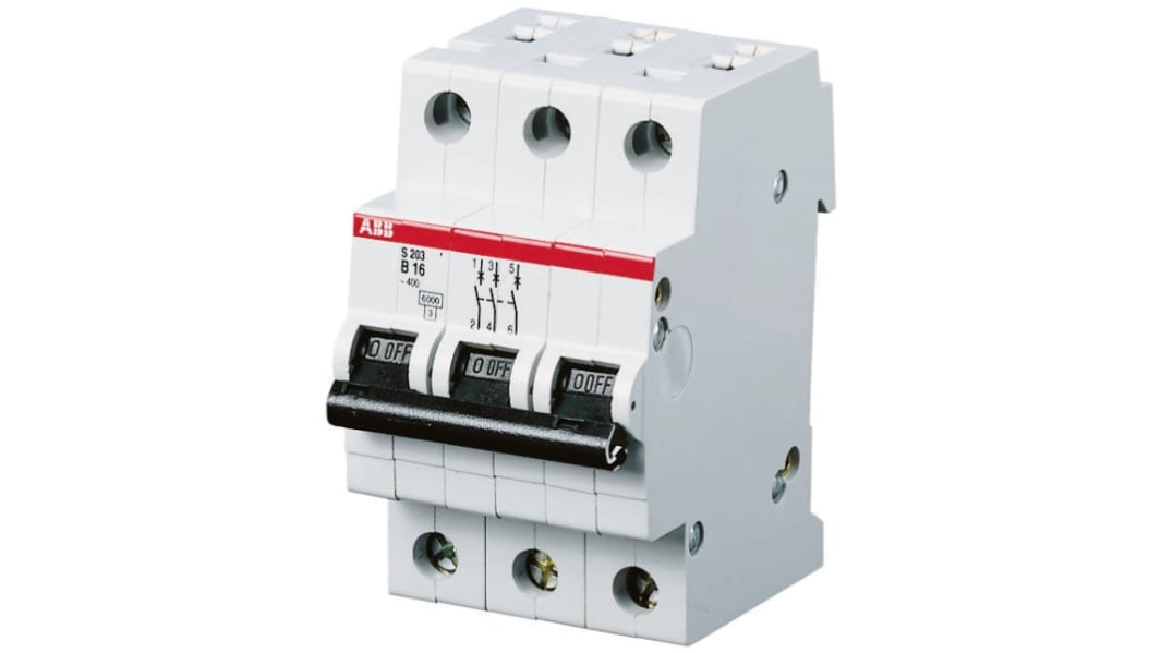 ABB S200 MCB Leitungsschutzschalter Typ B, Pol 4 50A 400V, Abschaltvermögen 6 kA System Pro M Compact