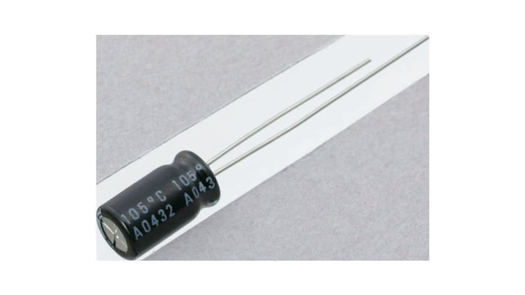 Nichicon 100μF Aluminium Electrolytic Capacitor 25V dc, Radial, Through Hole - UHE1E101MED