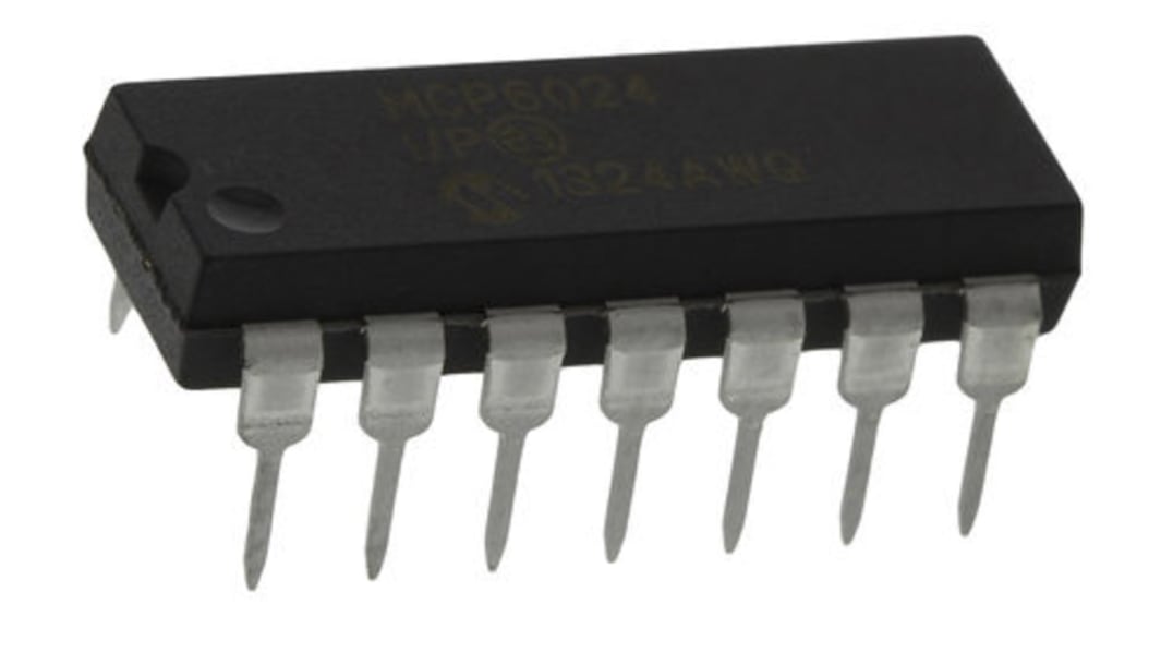 Microchip Operationsverstärker Präzision THT PDIP, einzeln typ. 3 V, 5 V, 14-Pin