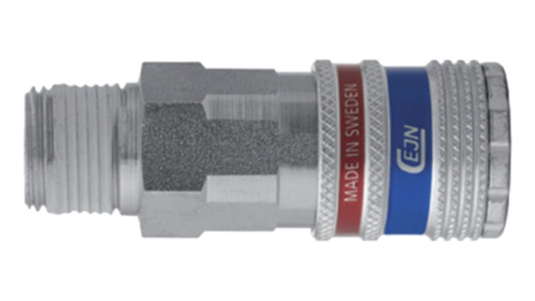 Raccord rapide pneumatique CEJN, Filetage vers Mâle R 1/2 Mâle 1/2pouces en Laiton, acier inoxydable