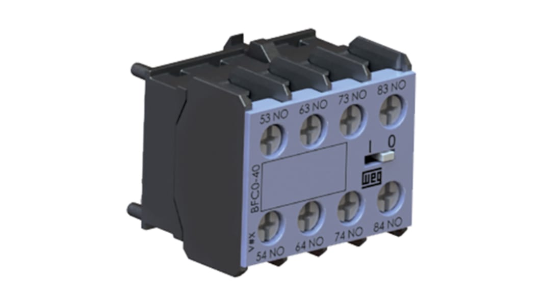 Blocco di contatti ausiliari WEG, 2 contatti, 1 N/C + 1 N/A, montaggio frontale, serie BFCA