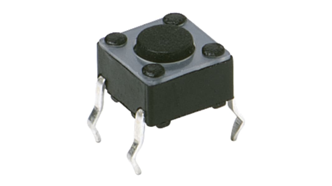 C & K IP40 Black Button Tactile Switch, SPST 50 mA 3.5 (Dia.)mm Through Hole