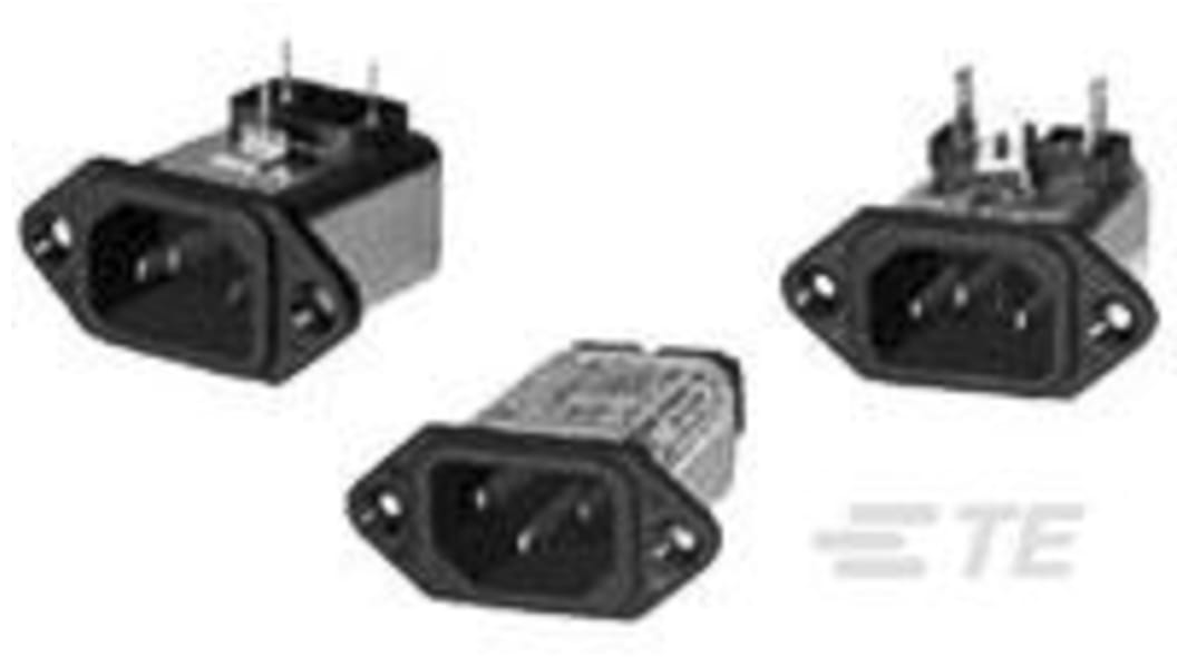 TE Connectivity 6A, 250 V ac Male Flange Mount IEC Inlet Filter 6EEAP