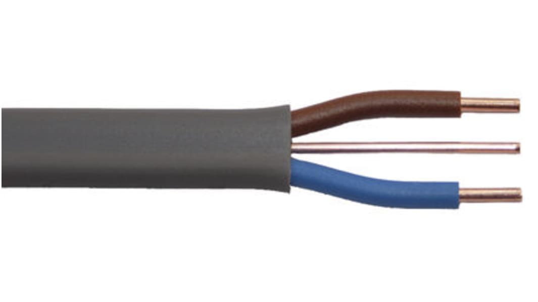 Prysmian, Twin & Earth, 100m 2+E Core, Grey PVC Power Cable +70°C