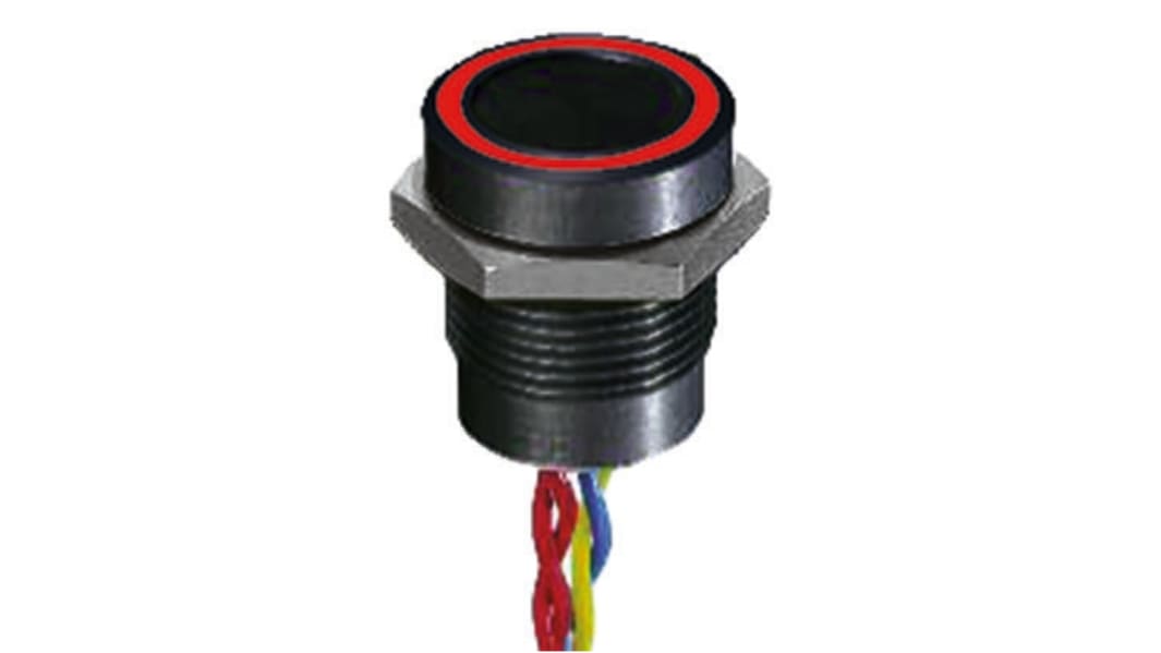 Przełącznik piezoelektryczny, Luźny przewód, 200 mA przy 24 V DC, SPST, Czerwony, -40 → +75°C