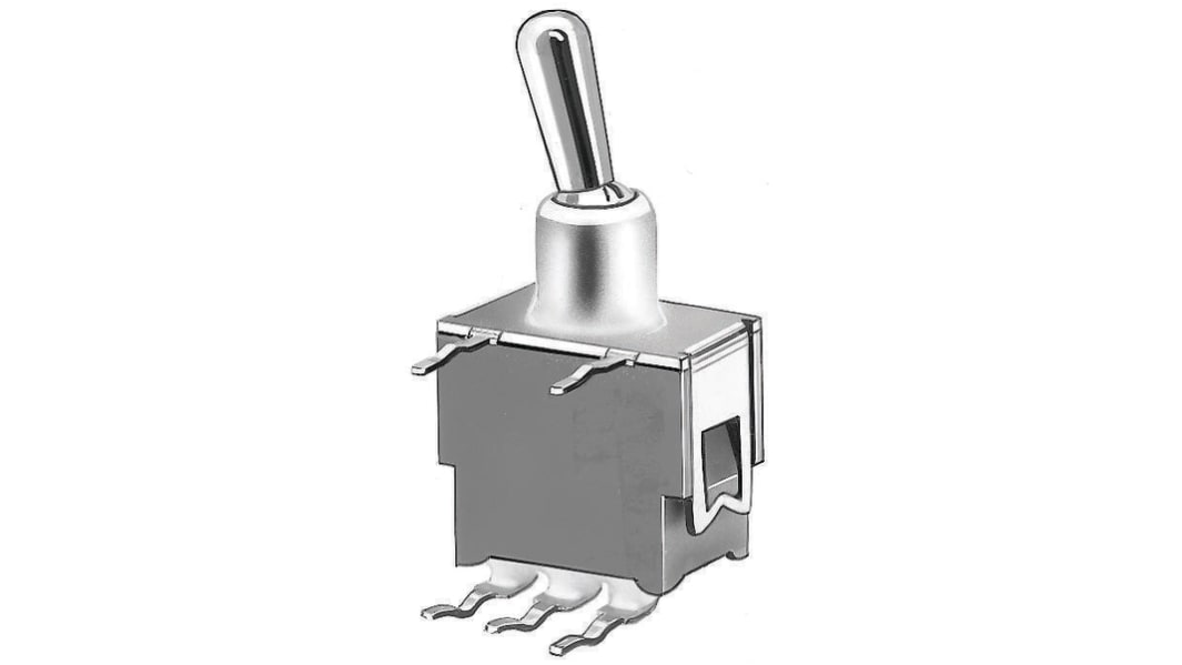 KNITTER-SWITCH トグルスイッチ, (On)-Off-(On), SPDT, 50 mA @ 48 V dc, PCB