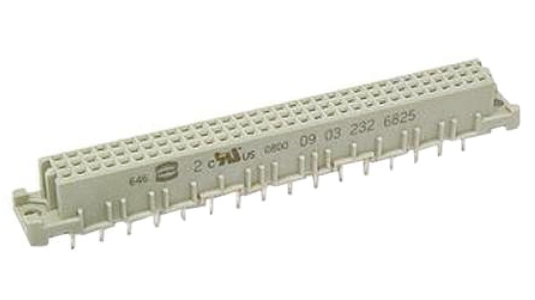 Connecteur DIN 41612 HARTING série 09 03, 32 contacts Femelle, Droit sur 3 rangs, entraxe 2.54mm
