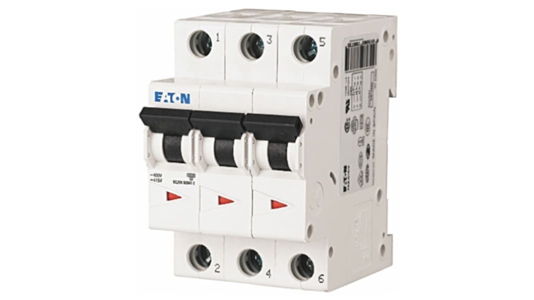 Eaton MCB Leitungsschutzschalter Typ D, Pol 3 50A 230 → 400V, Abschaltvermögen 6 kA xEffect DIN-Schienen-Montage