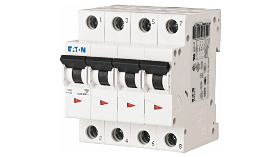 Eaton MCB Leitungsschutzschalter Typ C, Pol 4 50A 230 → 400V, Abschaltvermögen 6 kA xEffect DIN-Schienen-Montage