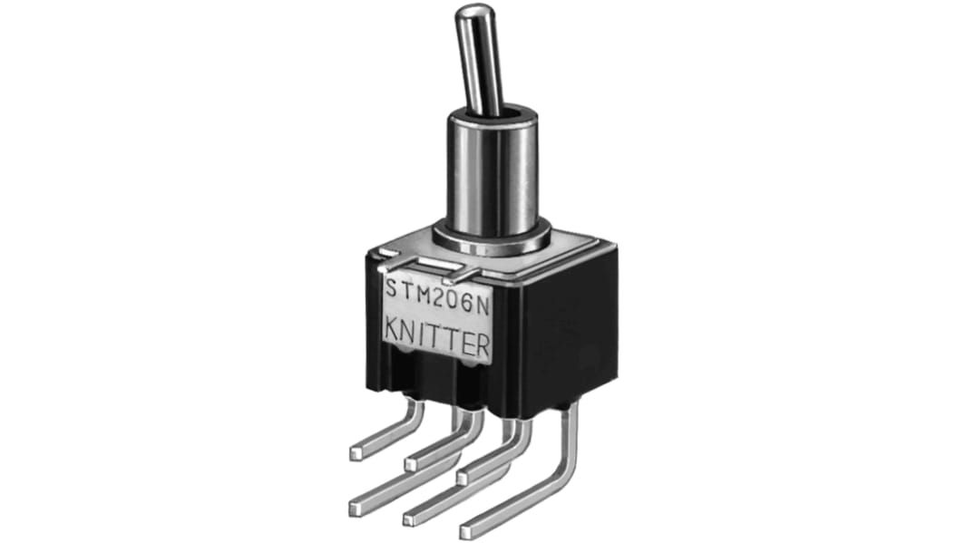 KNITTER-SWITCH トグルスイッチ, On-Off-On, DPDT, 4 A @ 30 V dc, PCB