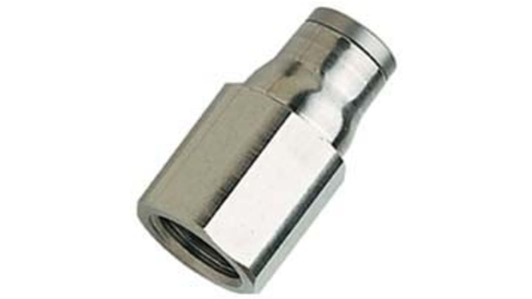 Legris LF3600 G1/8 Buchse x 4-mm-Steckanschluss Gerader Gewindeadapter, Gewinde-zu-Rohr, Messing vernickelt, G1/8