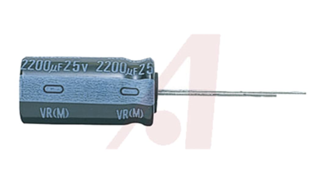 Condensador electrolítico Nichicon serie VR, 10μF, ±20%, 450V dc, Radial, Orificio pasante, 12.5 (Dia.) x 20mm, paso 5mm