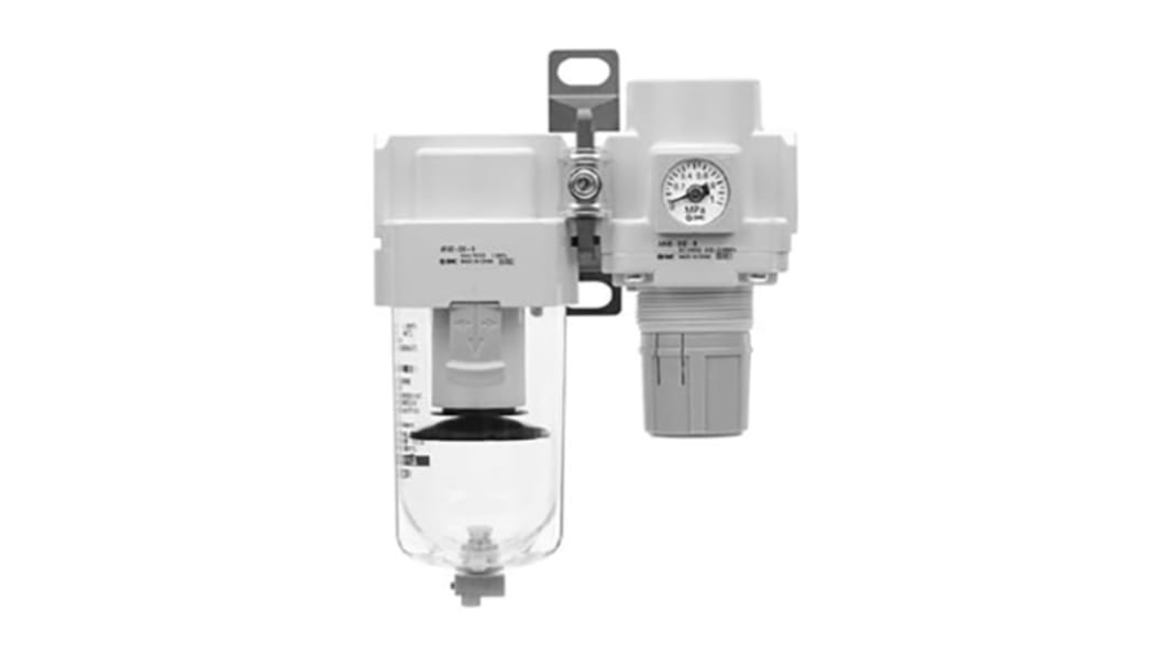 SMC AC40 5μm Filterregler, Anschluss G1/2 bis 10 bar