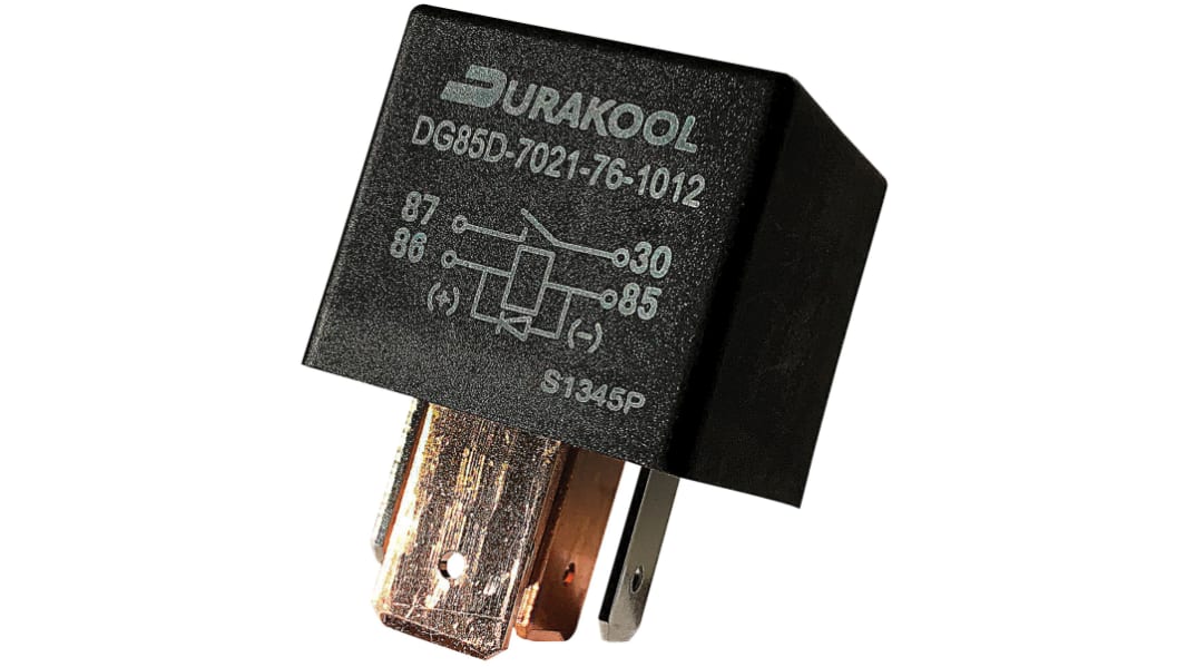 Relais de puissance Durakool, 1 NO, bobine 12V c.c. Enfichable 1.81W