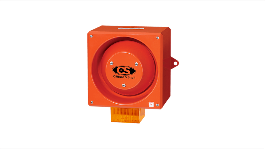 Clifford & Snell YL80 Series Amber Sounder Beacon, 48 V dc, IP66, Wall Mount, 116dB at 1 Metre