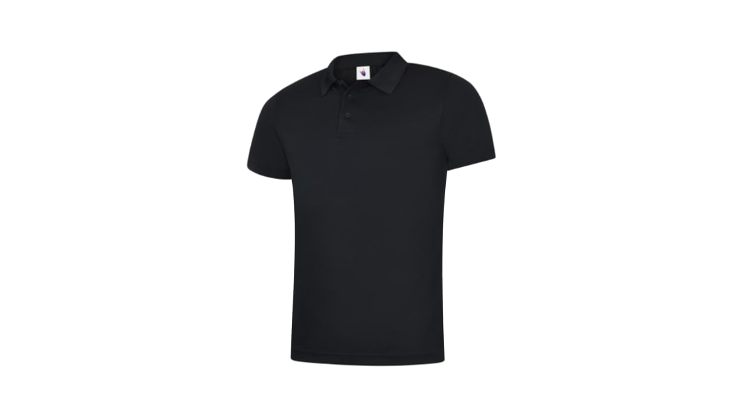 Uneek UC127 Black 100% Polyester Polo Shirt, UK- 3XL, EUR- 3XL