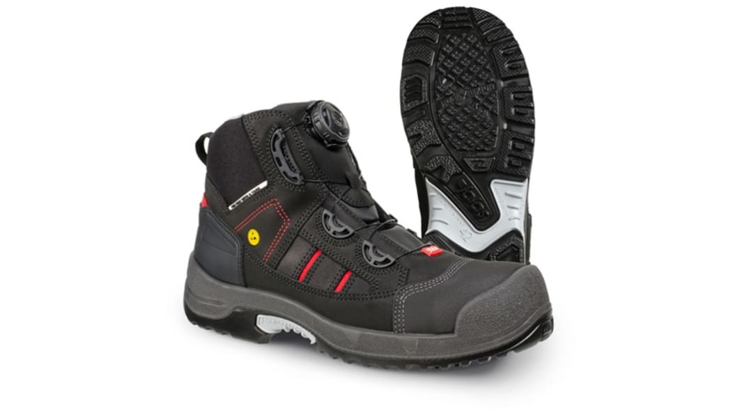 Jalas 1718 Unisex Black, Grey, Red Aluminium Toe Capped Safety Shoes, UK 12, EU 47