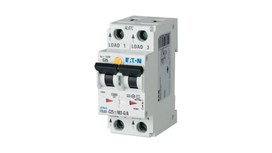 Eaton RCBO, 2-polet, 16A, følsomhed: 30mA