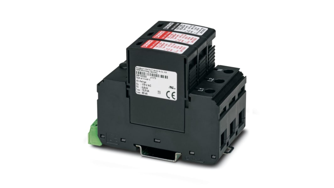 Phoenix Contact 1 Phase Surge Protector, 65kA, 1200V (Volts), DIN Rail Mount