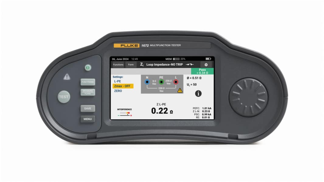 Fluke 1672 Electrical Tester, 100 V, 250 V, 500 V, 1000 V With USB-C