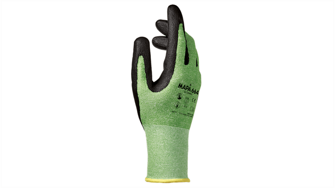 Mapa ULTRANE 664 Green Nitrile Foam Material Handling Work Gloves, Size 10
