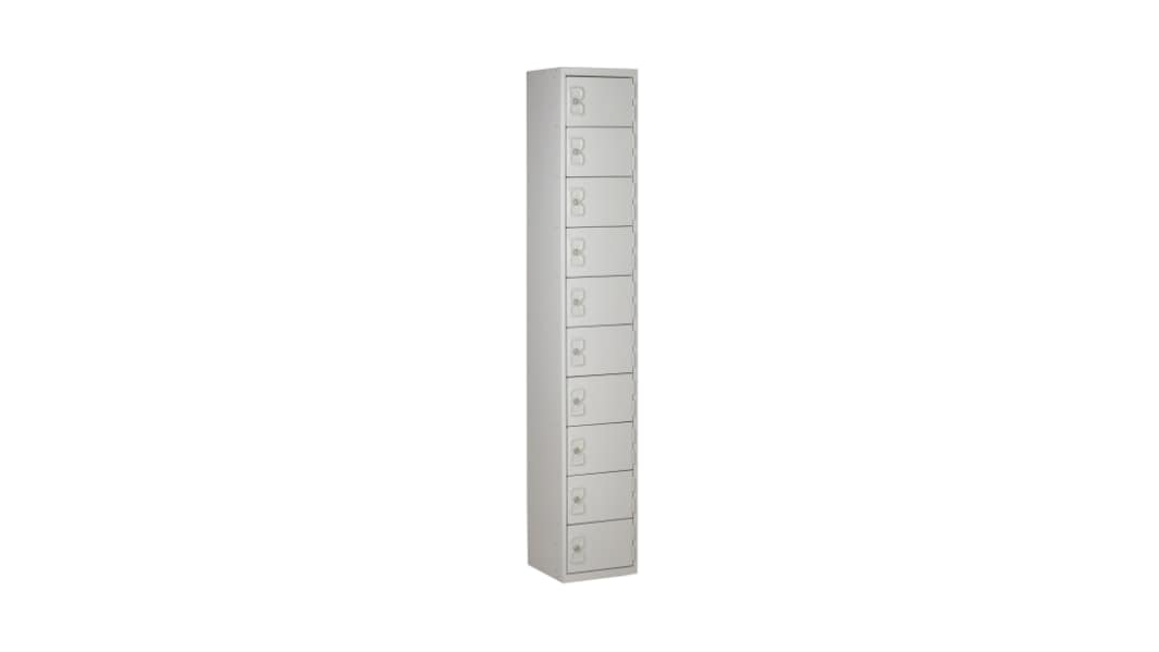 RS PRO Schließfach, Türanzahl: 10 Stahl, Hellgrau, 1800 mm x 300 mm x 300mm