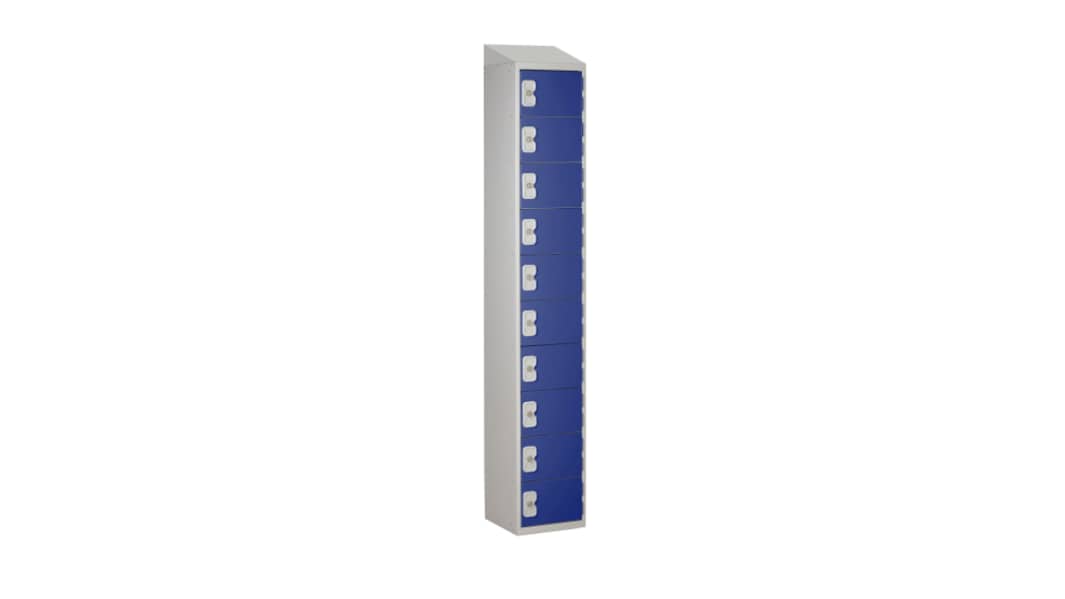 RS PRO Schließfach, Türanzahl: 10 Stahl, Blau, Hellgrau, 1800 mm x 300 mm x 450mm
