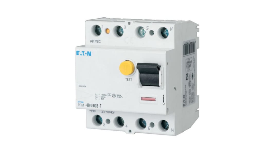 Eaton PFIM RCCB, 40A, 4 Pole, 300mA, Type F, Type S, 230/400V ac