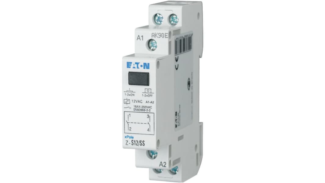 Relè a impulsi Eaton, DPST, bobina 12V ca, Guida DIN