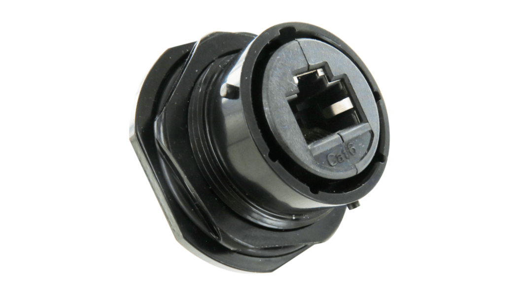 Amphenol Socapex RJF TV6A Series Receptacle Ethernet Connector, Jam Nut, Cat6a Straight 1 Port 8 -Way