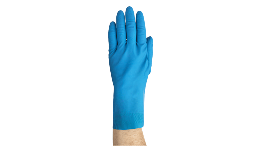 Ansell Alpha Tec Blue Natural Rubber Latex Chemical Resistant Work Gloves, Size 9, Latex, Natural Rubber Coating