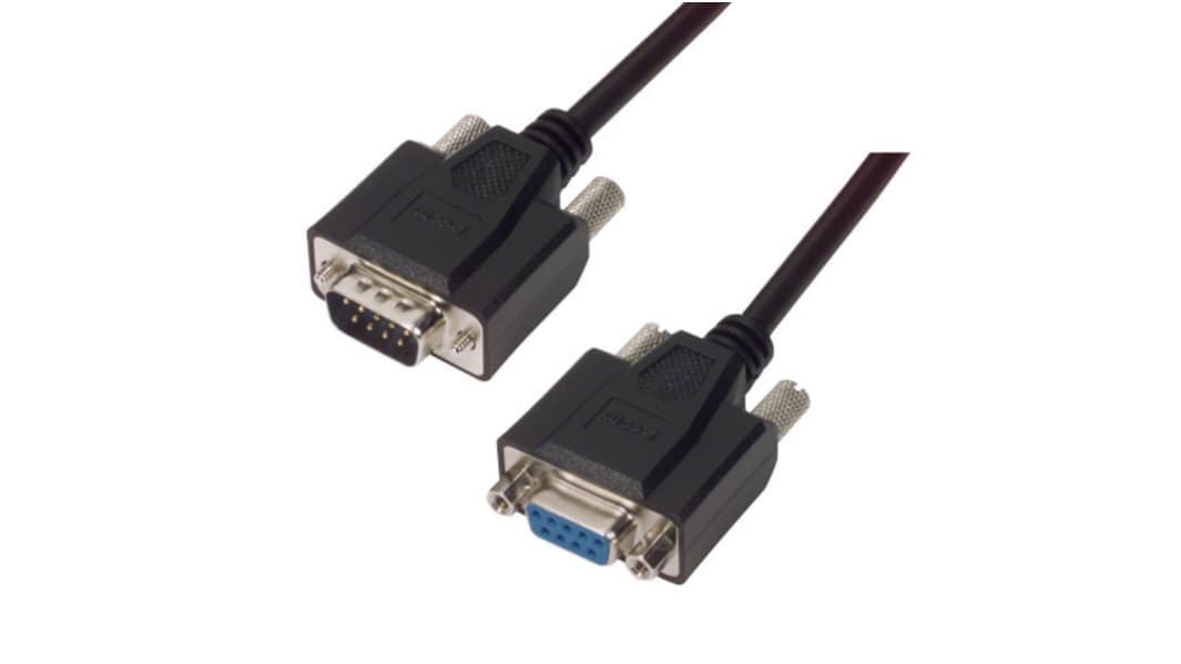 L-Com Male DB9 to Female DB9 Cable assembly, 5ft PVC
