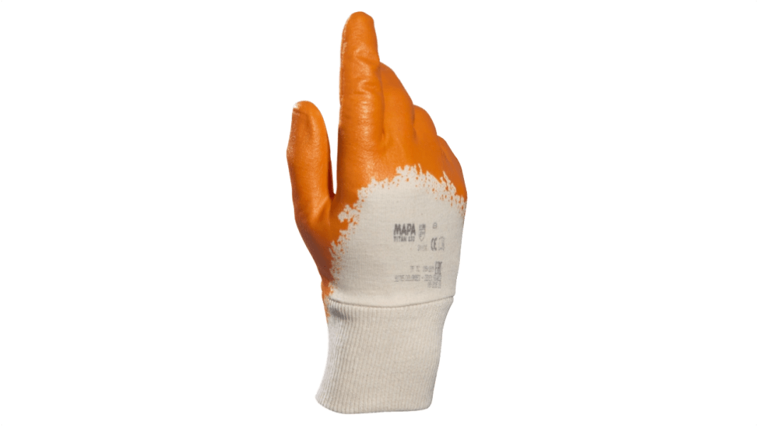 Mapa Titan 833 Beige, Orange Nitrile General Handling, Material Handling Gloves, Size 10