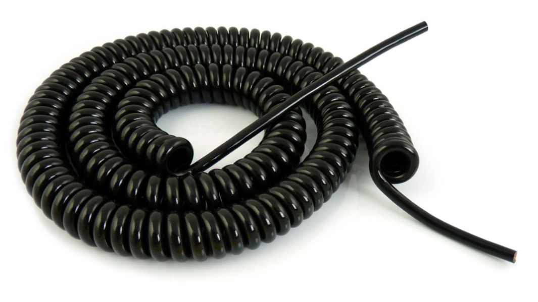 TBS de Buck B.V. SP-DSR, Spiral Cable, 2m 6 Core, Black Polyurethane PUR Power Cable +70°C