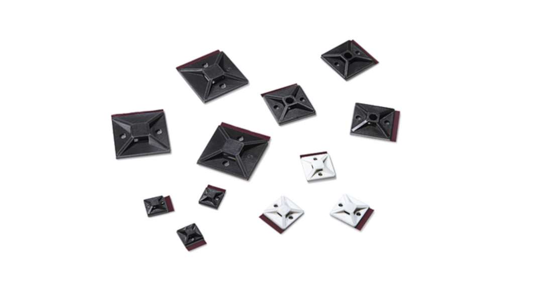 HellermannTyton Self Adhesive Black Cable Tie Mount 19 mm x 19mm, 4.4mm Max. Cable Tie Width