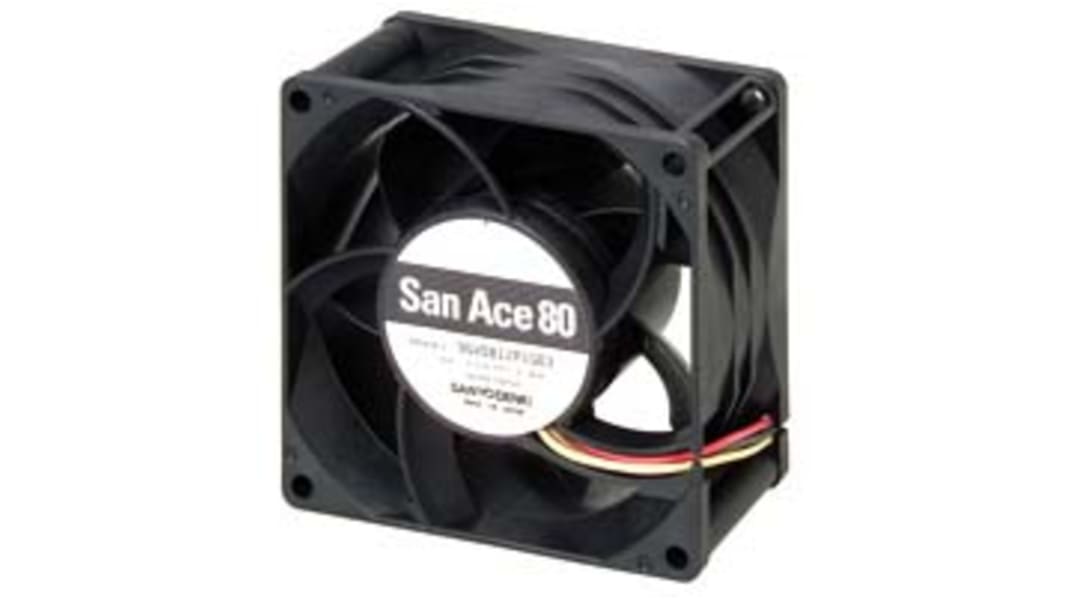 Ventola assiale in c.c. Sanyo Denki San Ace 9GV, 222m³/h, 12 V c.c., 80 x 80 x 38mm
