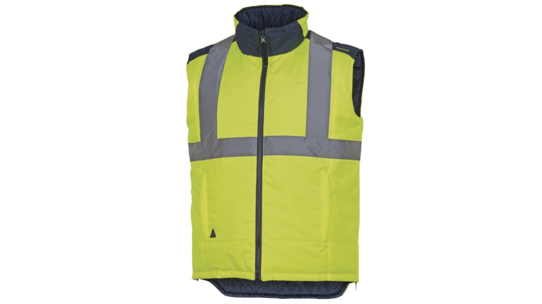 Delta Plus Gelb fluoreszierend - Marineblau Unisex XL Polyester Warnweste, Reißverschluss, Oxford mit