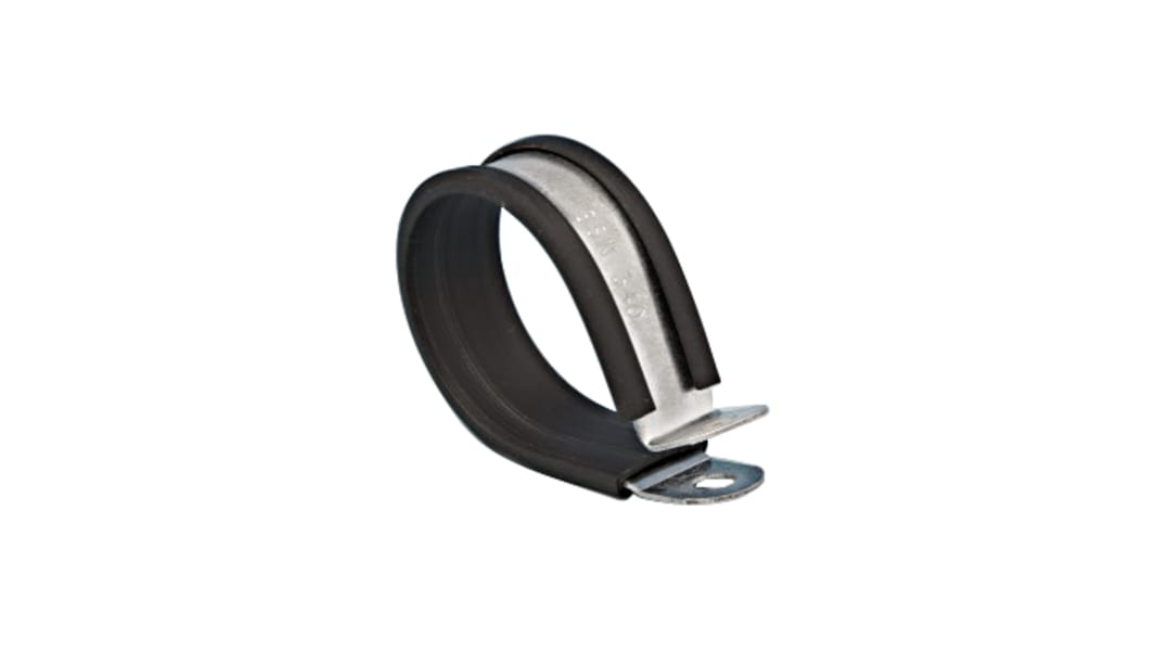 Abrazadera P, 10mm, Acero dulce, Negro