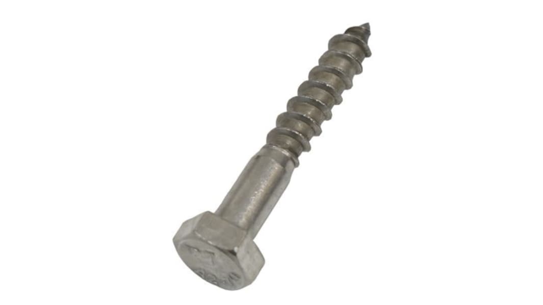RS PRO Hex Coach Screw, Stainless Steel, 8mm x 50mm