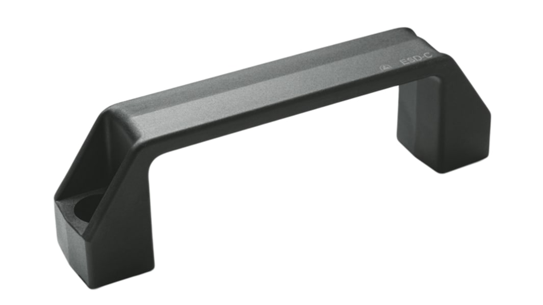 Tirador Elesa de Plástico Negro, 109mm x 38 mm x 21mm, distancia entre ejes 93.5mm
