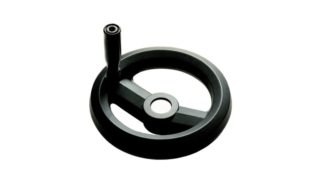 RS PRO Black Technopolymer Hand Wheel, 100mm diameter