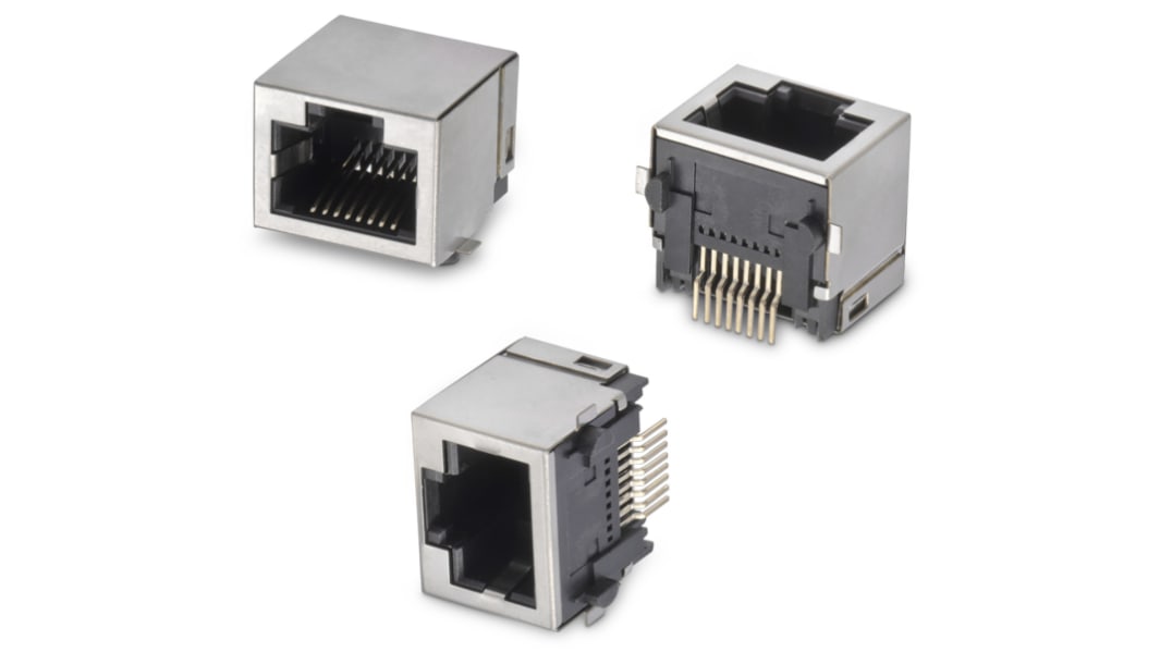 Wurth Elektronik WR-MJ Series Female RJ45 Connector, Surface Mount, Nickel Plated Brass Shield Horizontal 1 Port 8 -Way