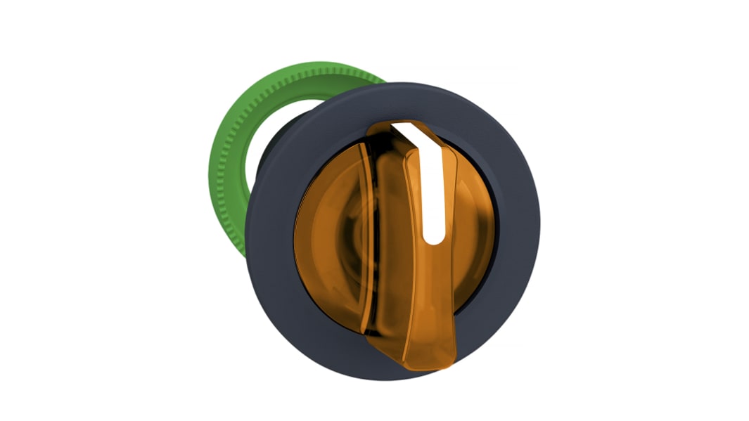 Schneider Electric Harmony XB5 Wählschalterkopf Beleuchtet Orange 2-Positionen 30mm Standardgriff Rastend
